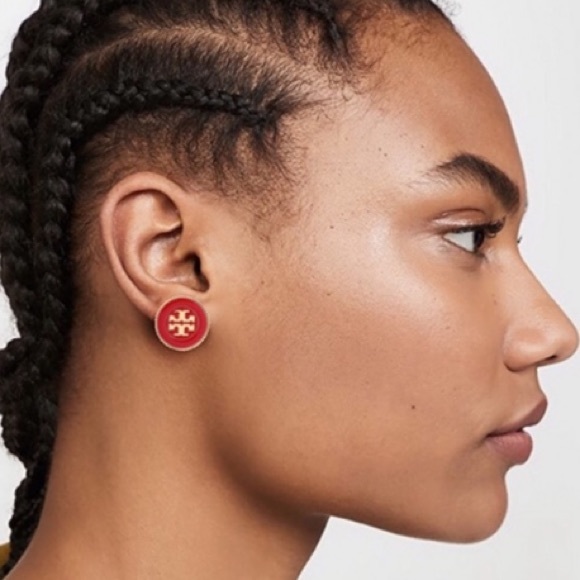 Tory Burch red thin circular stud earrings - Picture 9 of 9